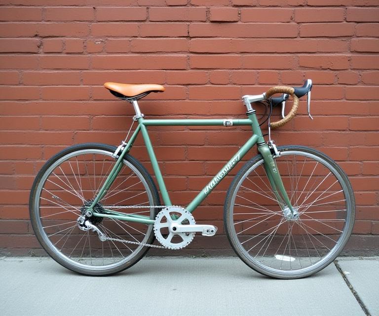 Minimalist steel single speed bike in New York