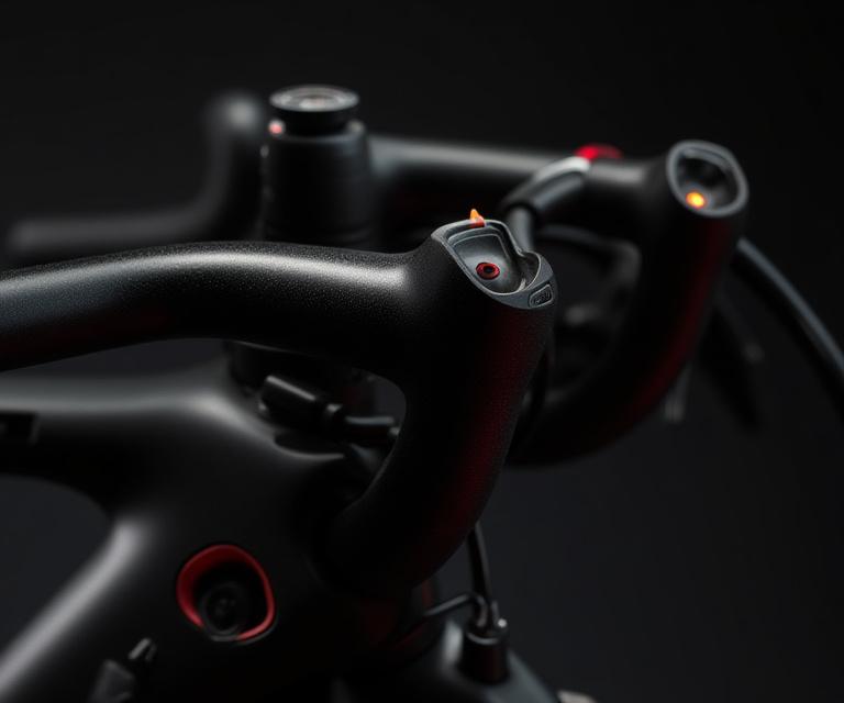 Close up of a custom carbon road bike cockpit